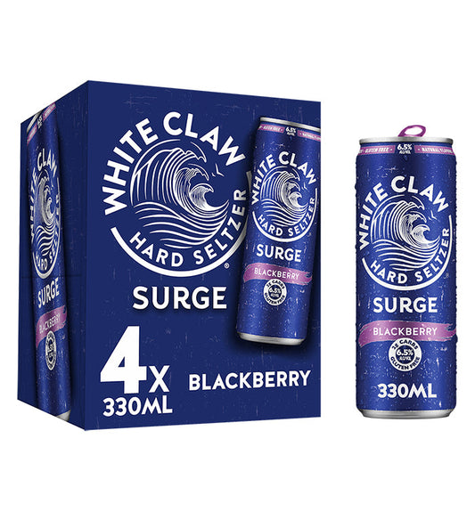 A 4-pack of WHITE CLAW® SURGE Blacberry