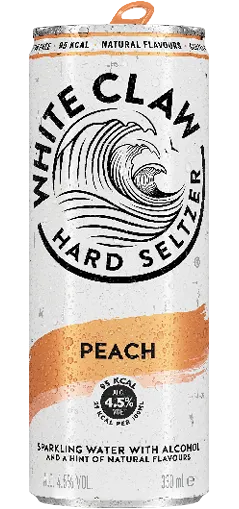 White Claw Hard Seltzer Peach can on a white background