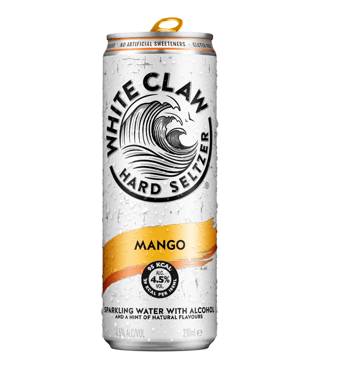 A can of WHITE CLAW® mango on a white background 